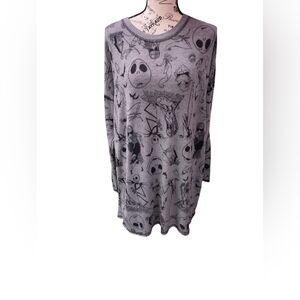 Disney Gray Nightmare Before Christmas Long-Sleeve Pajama Top